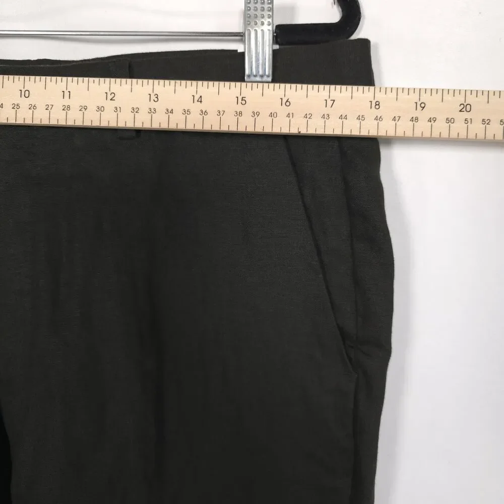 ZARA Mens New 32X30 Dress Pants 100% Linen Olive Green Straight Leg Tailored